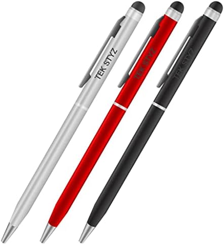 Pro Stylus Pen עבור Blu W110 עם דיו, דיוק גבוה, צורה רגישה במיוחד וקומפקטית למסכי מגע [3 חבילה-שחור-אדום-סילבר]